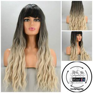 CYPRESS I Ombré Dirty Blonde Mermaid Waves Wig w/ Bangs